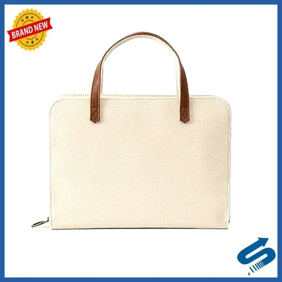 Canvas Bible Cover with Leather Handles Zippered Closure Minimalist Purse Style